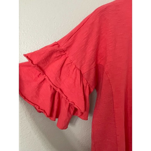 Umgee A4123 Pink Lace Up Ruffle Sleeve Blouse Size Large - Picture 6 of 7